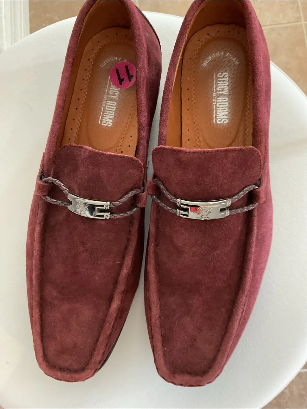 Stacy Adam’s wine burgundy suede loafers, size 11